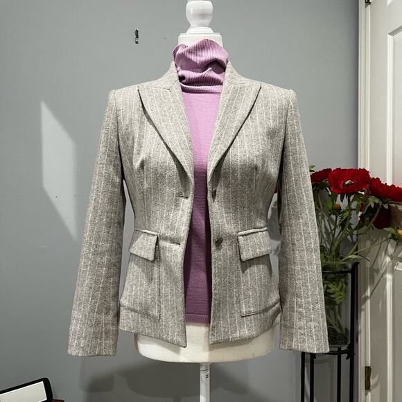 NEW Body by Victoria Wool Pinstripe Tailored Structured Hourglass Blazer Jacket - Picture 6 of 16